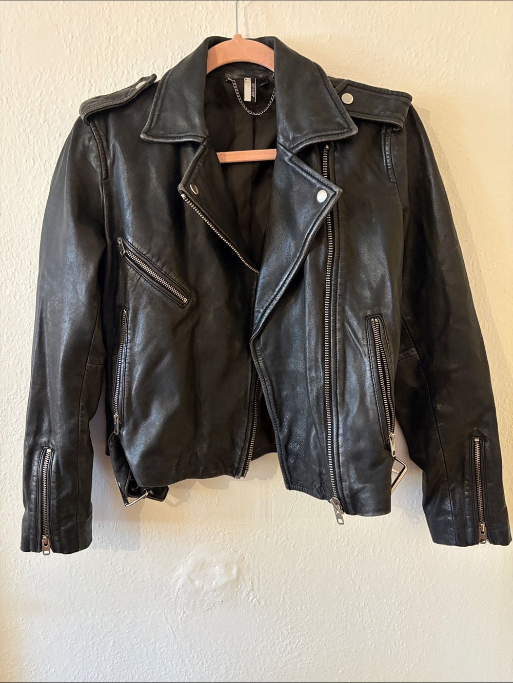 Topshop Black Leather Biker Jacket